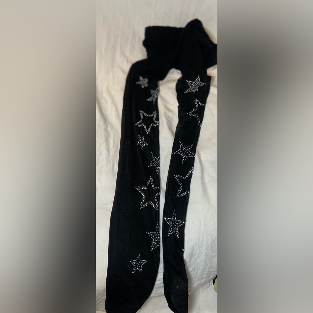 Sheer Black Rhinestone Star Tights - Picture 5 of 5